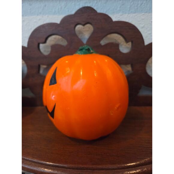 Vintage 70s-80s Wax Jack-O-Lantern Pumpkin Candle 4.5" Halloween Gurley - Picture 5 of 7
